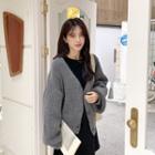 V-neck Balloon-sleeve Boxy Cardigan