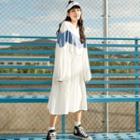 Two-tone Midi A-line Hoodie Dress