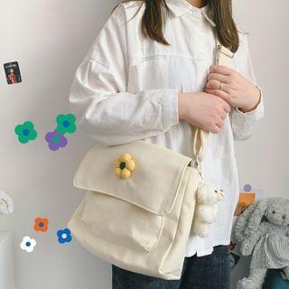 Flower Canvas Crossbody Bag / Bag Charm / Set