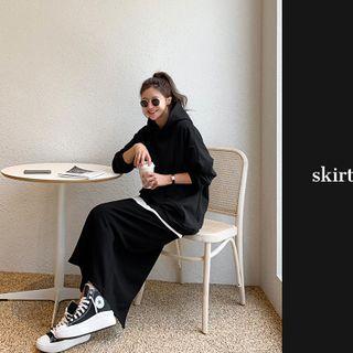 Fleece-lined Hoodie & Skirt Sweatsuit Set