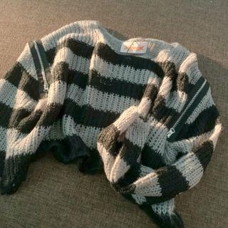 Striped Zip Cropped Sweater