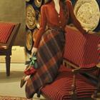 Set: Cardigan + Plaid Midi A-line Skirt