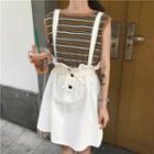 Striped Tank Top / Suspender A-line Skirt