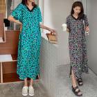 Short-sleeve V-neck Leopard Dress
