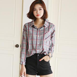 Drop-shoulder Checked Shirt