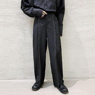 Stitching Detail Straight-cut Pants