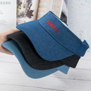 Lettering Embroidered Denim Visor Hat