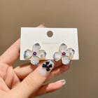 Sterling Silver Faux Pearl Flower Stud Earring E4998 - Gold - One Size