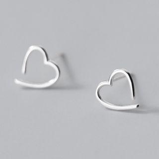 Heart Sterling Silver Earring 1 Pair - Silver - One Size