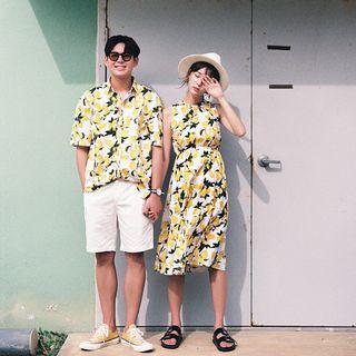 Couple Matching Floral Shirt / Sleeveless Dress