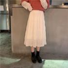 Plain High-waist Ruched Semi Skirt