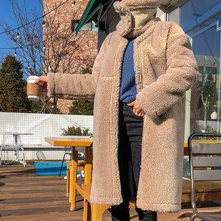 Sherpa-fleece Zip Coat With Scarf