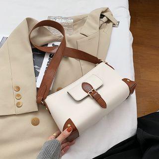 Faux Leather Wide Strap Crossbody Bag