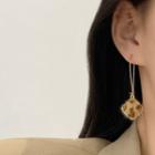 Leopard Print Fabric Alloy Dangle Earring A046 - 1 Pair - Camel - One Size
