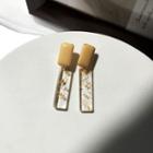 Gold Leaf Resin Dangle Earring 1 Pair - S925 Silver - As Shown In Figure - One Size