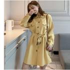 Long-sleeve Mini Shirtdress Yellow - One Size