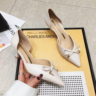 Pointy-toe Bow Kitten Heel Dorsay Pumps