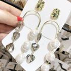Faux Crystal Faux Pearl Dangle Earring 1 Pair - As Shown In Figure - One Size
