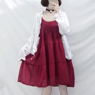 Spaghetti-strap Minidress / Frill Trim Light Jacket