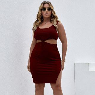 Plus Size Sleeveless Cutout Mini Dress