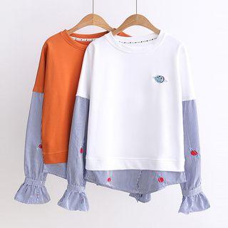 Panel Mock Two-piece Long-sleeve T-shirt