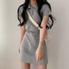 Plain A-line Short Sleeve Dress