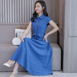 Cap-sleeve Midi Shirtdress