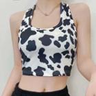 Cow Print Cropped Halter Top