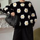 Floral Sweater Black - One Size