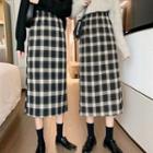 High-waist Checker Midi Skirt