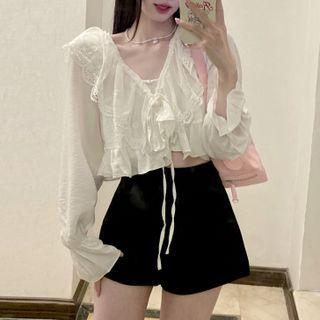 Ruffled Tasseled Crop Blouse / Shorts