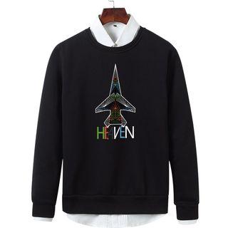 Long-sleeve Airplane Printed Top