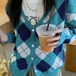 Argyle Cardigan / Elbow-sleeve T-shirt / Skirt