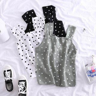 Polka Dot Sleeveless Button Top