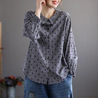 Puff-sleeve Dotted Tunic Shirt