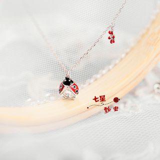 925 Sterling Silver Rhinestone Ladybird Necklace