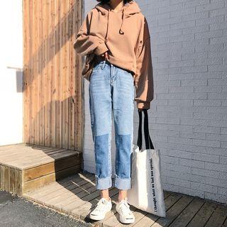 Two-tone Cropped Straight-fit Jeans