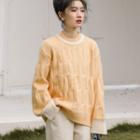 Cable Knit Sweater Light Yellow - One Size