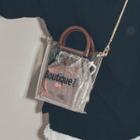 Set: Chain Strap Lettering Transparent Bag + Drawstring Pouch