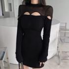 Sheath Plain Dress Black - One Size