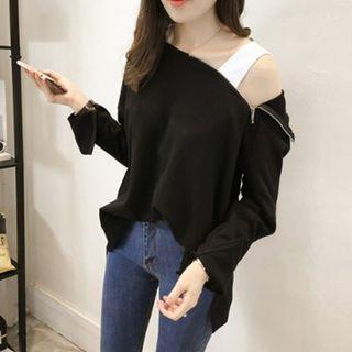 Zip-shoulder Hoodie