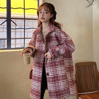 Plaid Woolen Single-breasted Coat