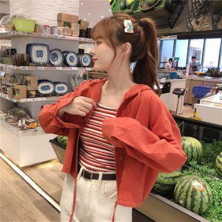 Striped Camisole Top / Hood Zip Jacket