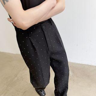Dot Print Straight Leg Pants