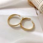 Layered Alloy Hoop Earring 1 Pair - As Shown In Figure - One Size