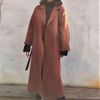 Drop Shoulder Plain Loose Fit Side Slit Coat
