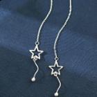 925 Sterling Silver Wire Star Bead Drop Earring As Shown In Figure - One Size