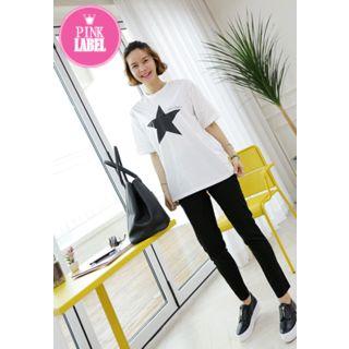 Crew-neck Star Print T-shirt