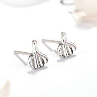 925 Sterling Silver Leaf Stud Earrings 925 Silver - One Size