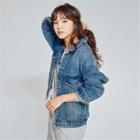 Drop-pocket Denim Trucker Jacket Blue - One Size